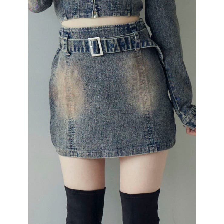 ブルー | ベルトタイトデニムスカート | EATME