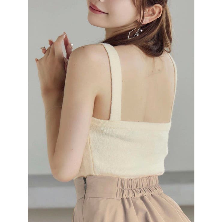 アイボリー | BACKオープンハイネックニットTOP | EATME