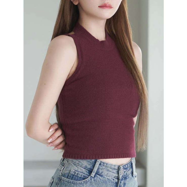 ワイン | BACKオープンハイネックニットTOP | EATME