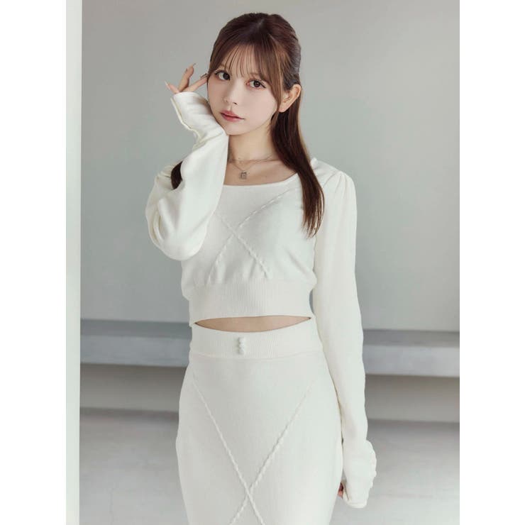 【SETUP着用可】クロスケーブルニットTOP | EATME | 詳細画像33 