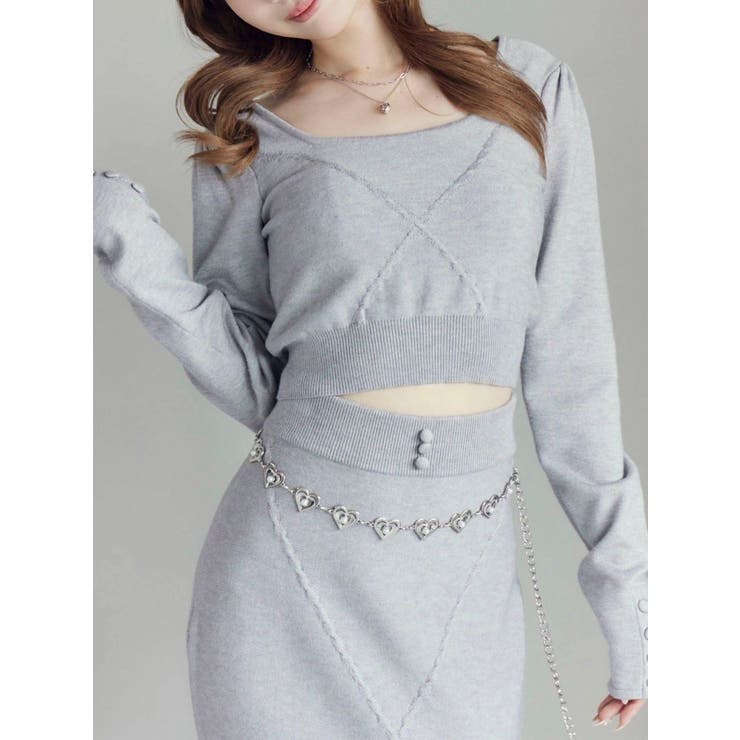 グレー | 【SETUP着用可】クロスケーブルニットTOP | EATME