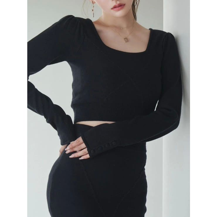 ブラック | 【SETUP着用可】クロスケーブルニットTOP | EATME