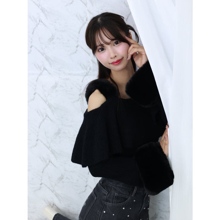 フェイクファーストラップオフショルダーリブニット | EATME | 詳細画像11 