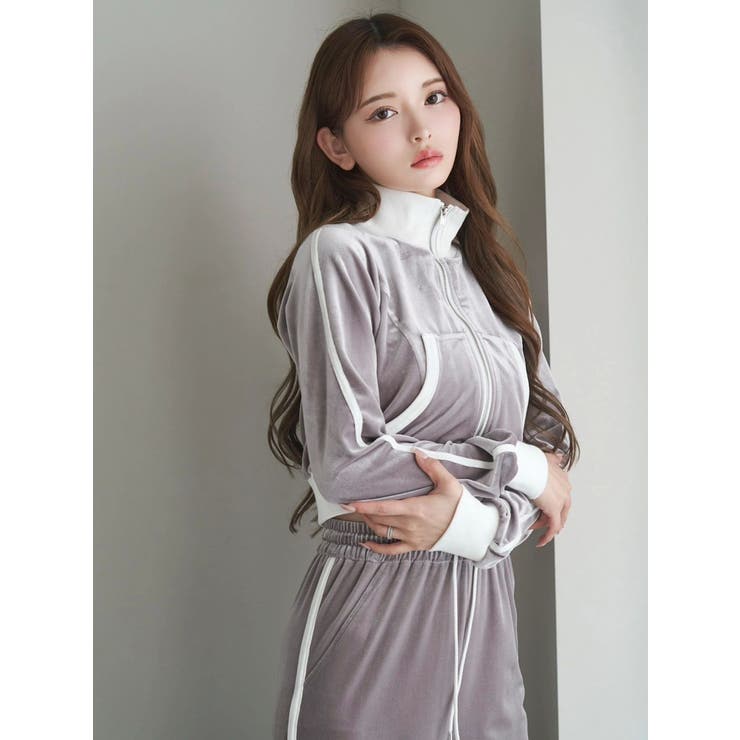 【SETUP着用可】バイカラーベロアブルゾン | EATME | 詳細画像2 