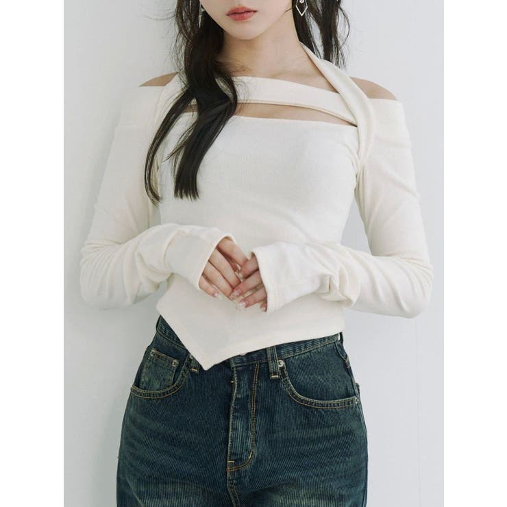 アイボリー | ホルターネックオフショルTOP | EATME