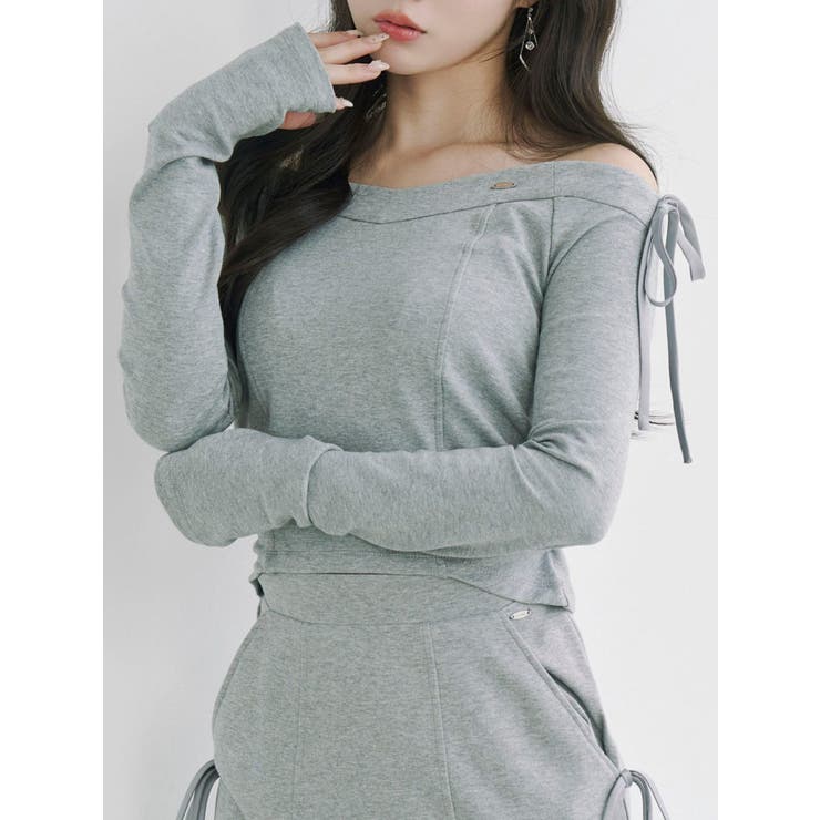 グレー | 【SETUP】リボンオフショルダーTOP | EATME