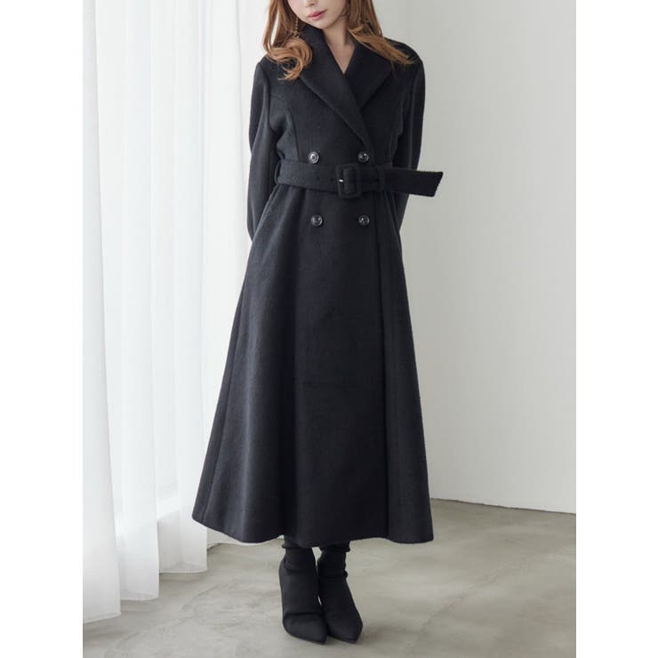 ブラック | ダブルテーラードロングコート | EATME