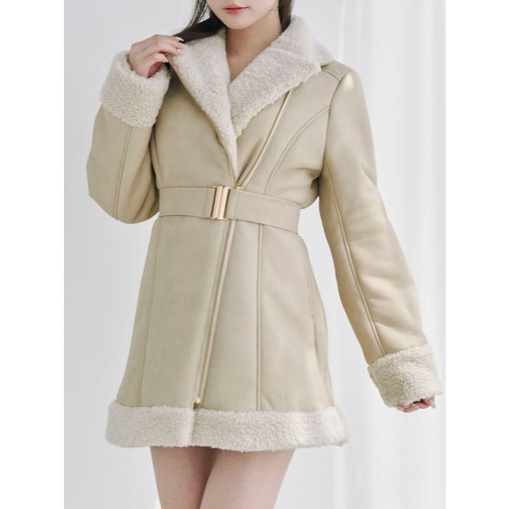 ベージュ | フェイクムートンレディコート | EATME