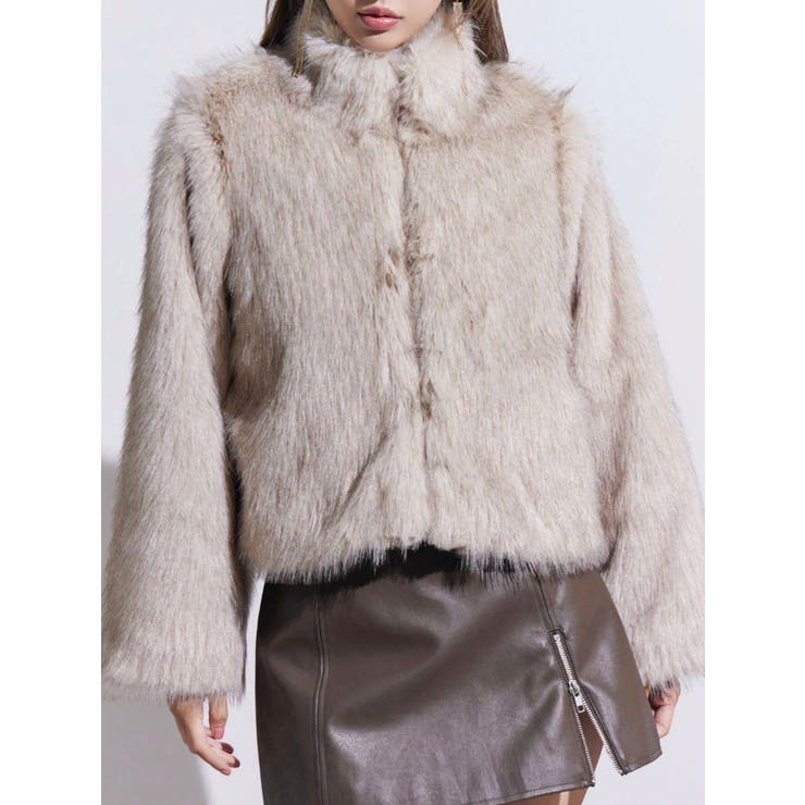 ベージュ | スタンドカラーフェイクファーブルゾン | EATME