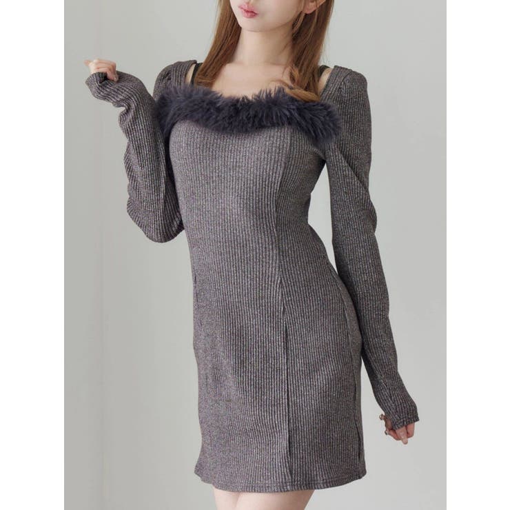 ベルテッドフェイクファーリブワンピース | EATME | 詳細画像1 