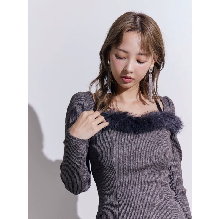 ベルテッドフェイクファーリブワンピース | EATME | 詳細画像10 