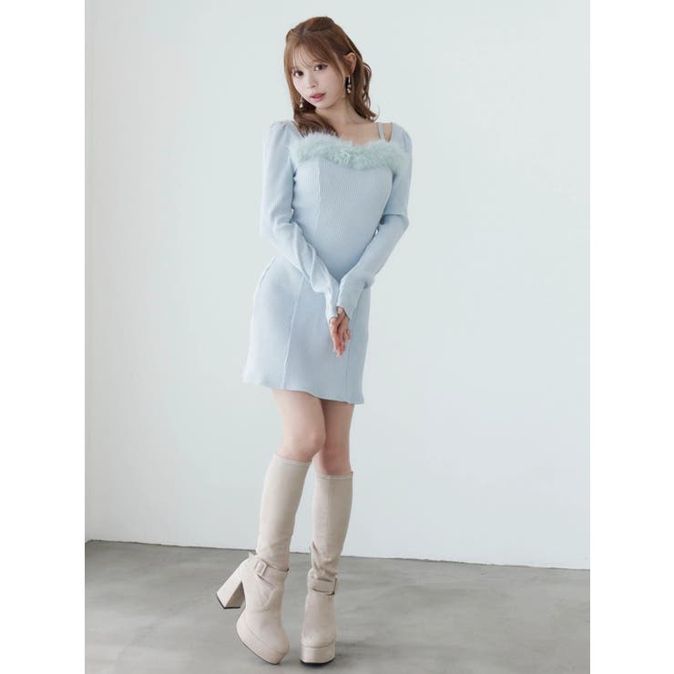 ベルテッドフェイクファーリブワンピース | EATME | 詳細画像17 