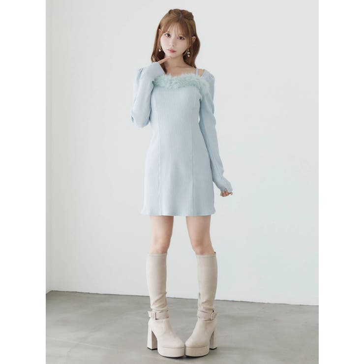 ベルテッドフェイクファーリブワンピース | EATME | 詳細画像18 