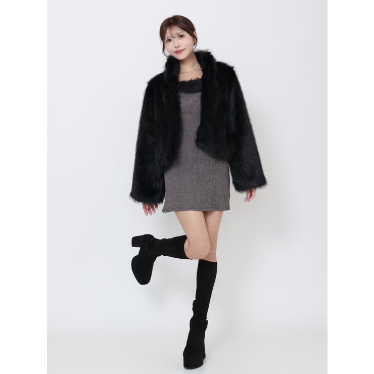 ベルテッドフェイクファーリブワンピース | EATME | 詳細画像2 