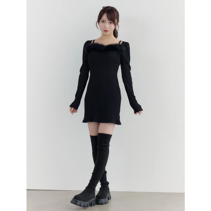 ベルテッドフェイクファーリブワンピース | EATME | 詳細画像23 