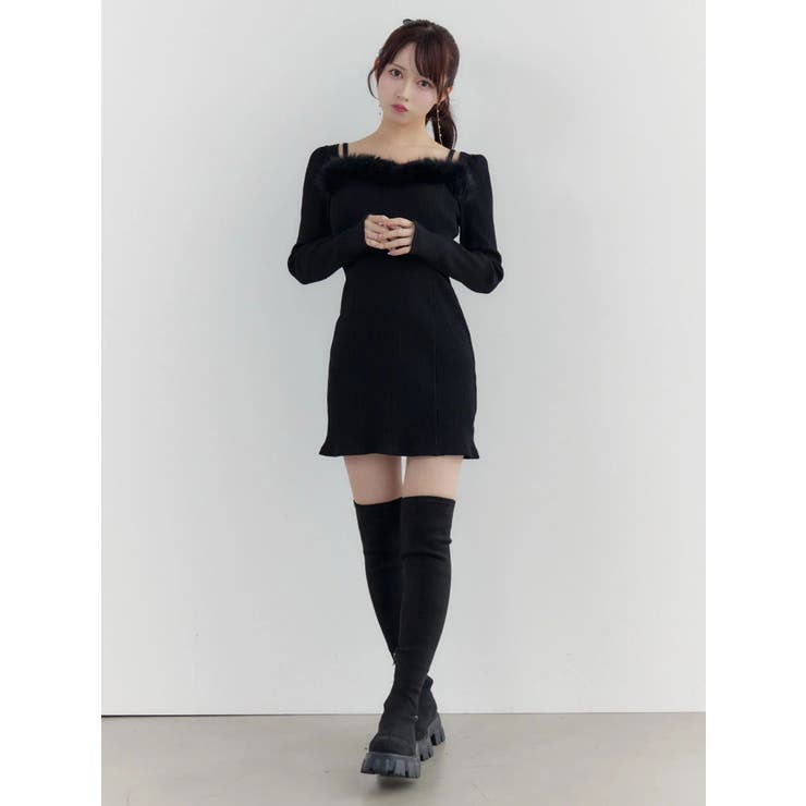 ベルテッドフェイクファーリブワンピース | EATME | 詳細画像24 