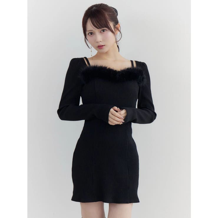 ベルテッドフェイクファーリブワンピース | EATME | 詳細画像26 