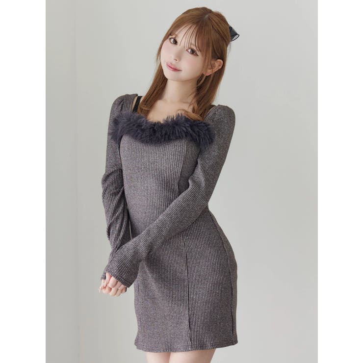 ベルテッドフェイクファーリブワンピース | EATME | 詳細画像4 