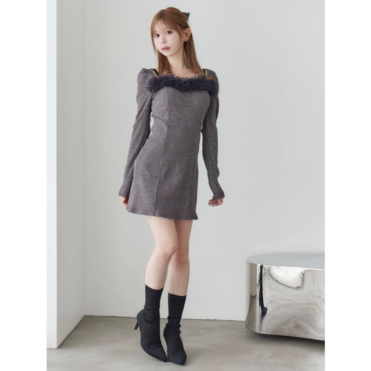 ベルテッドフェイクファーリブワンピース | EATME | 詳細画像6 