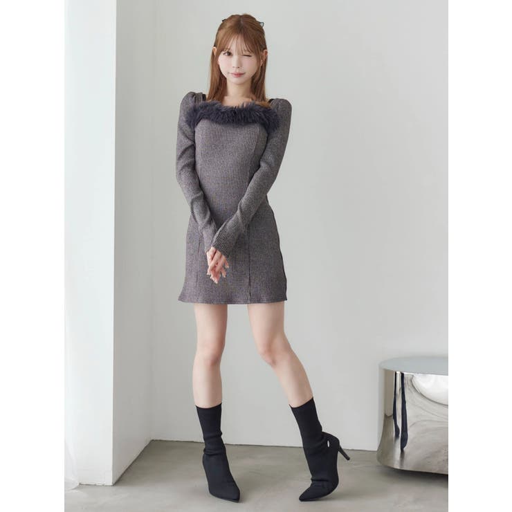 ベルテッドフェイクファーリブワンピース | EATME | 詳細画像7 