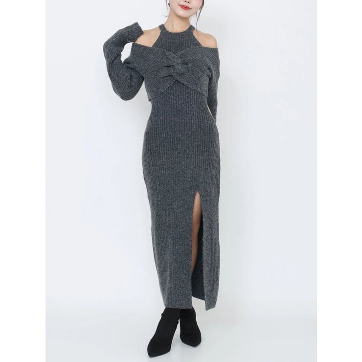 グレー | ツイストニットワンピース | EATME