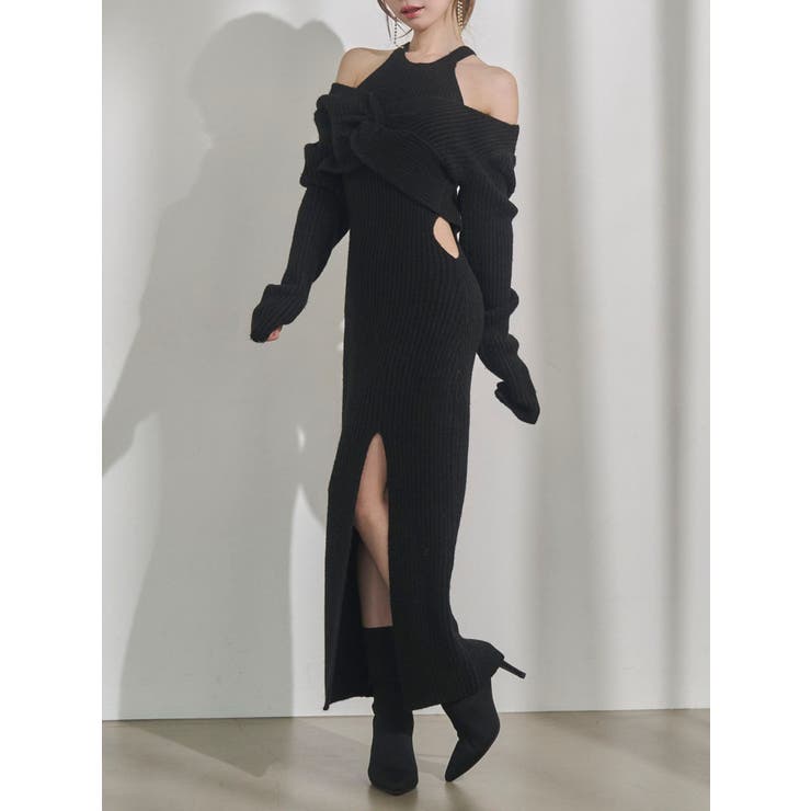 ブラック | ツイストニットワンピース | EATME