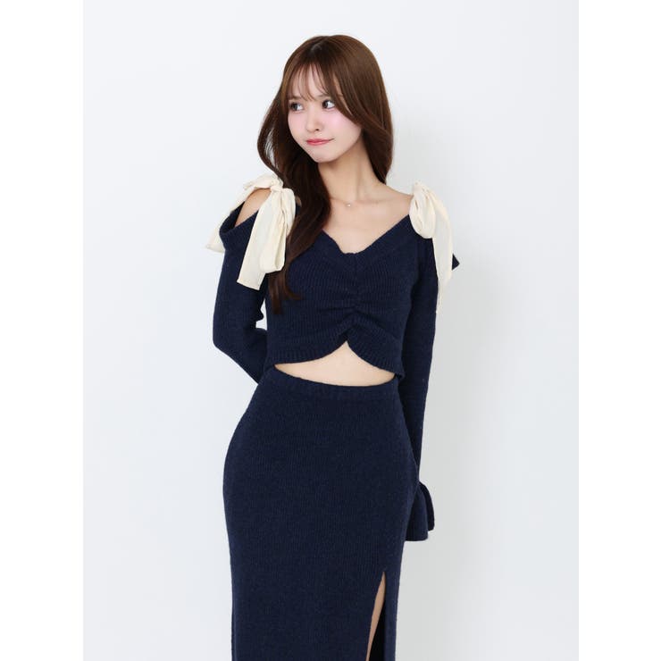 リボンショルダーロングニットワンピース | EATME | 詳細画像15 