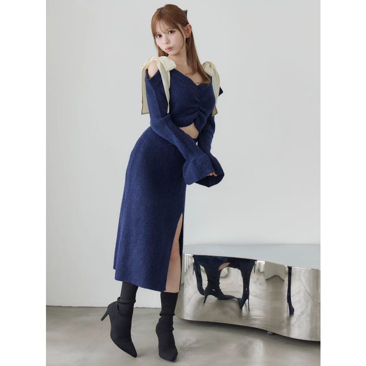 リボンショルダーロングニットワンピース | EATME | 詳細画像18 