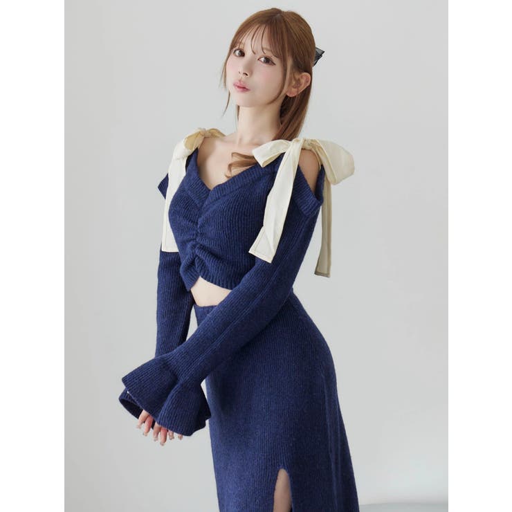 リボンショルダーロングニットワンピース | EATME | 詳細画像19 