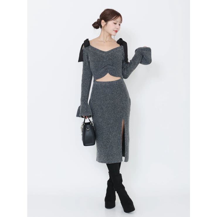 リボンショルダーロングニットワンピース | EATME | 詳細画像23 