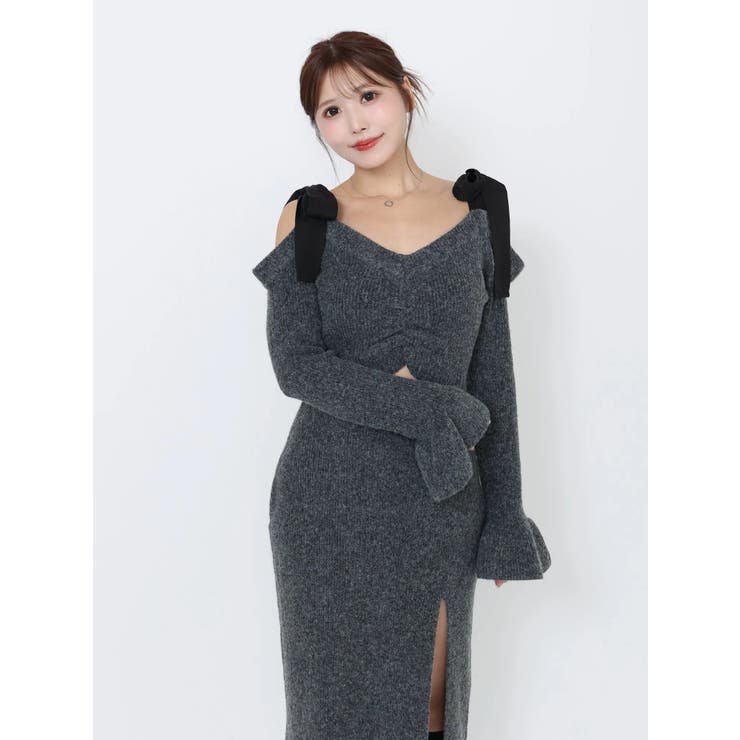 リボンショルダーロングニットワンピース | EATME | 詳細画像25 