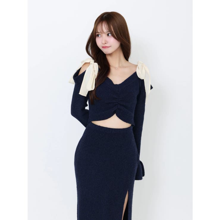 リボンショルダーロングニットワンピース | EATME | 詳細画像28 