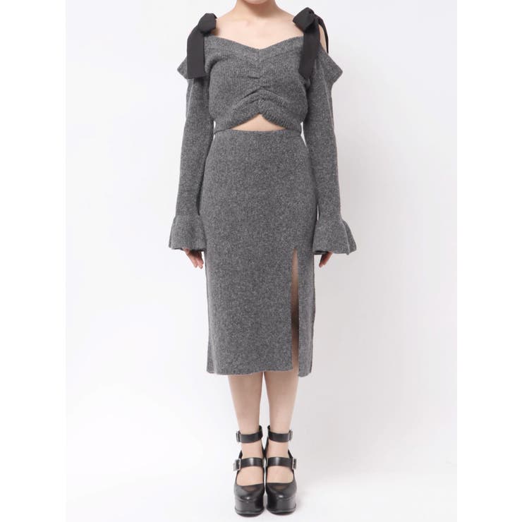 リボンショルダーロングニットワンピース | EATME | 詳細画像37 