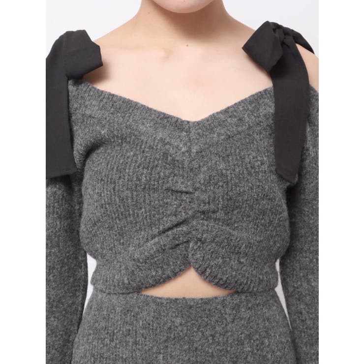 リボンショルダーロングニットワンピース | EATME | 詳細画像40 