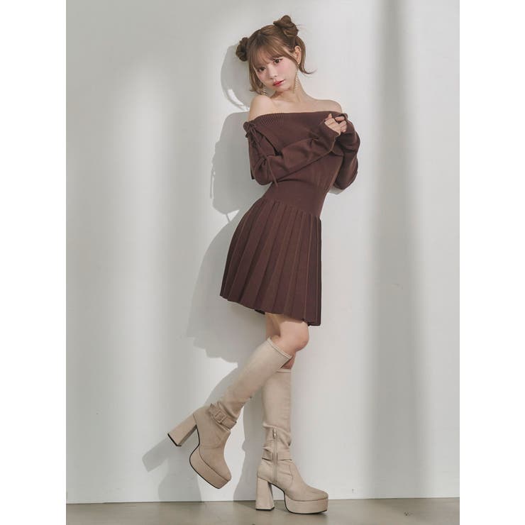 BACKレースアップワンショルニットワンピース | EATME | 詳細画像11 