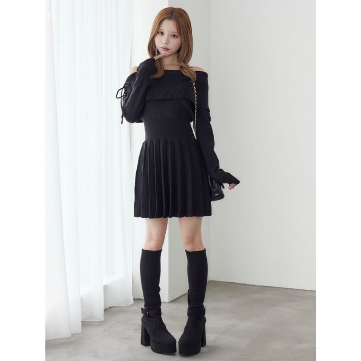 BACKレースアップワンショルニットワンピース | EATME | 詳細画像4 