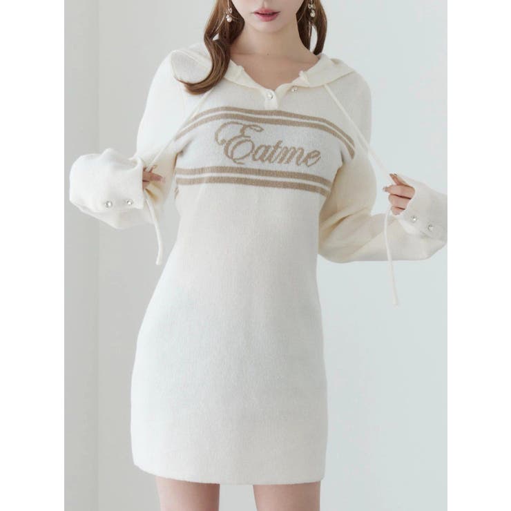 フーディーロゴニットワンピース | EATME | 詳細画像1 