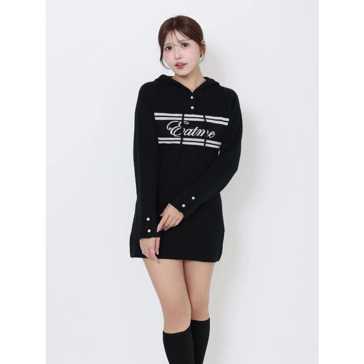 フーディーロゴニットワンピース | EATME | 詳細画像18 