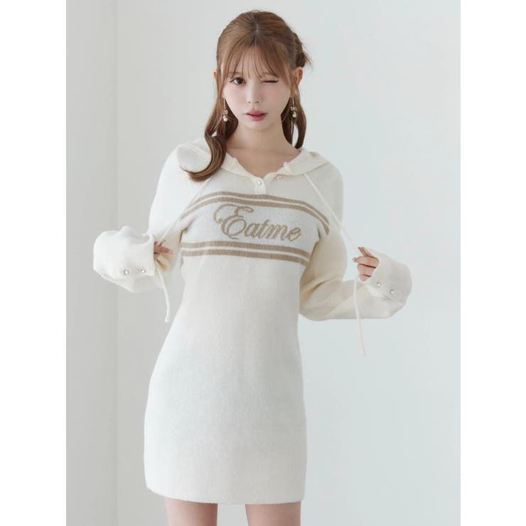 フーディーロゴニットワンピース | EATME | 詳細画像3 