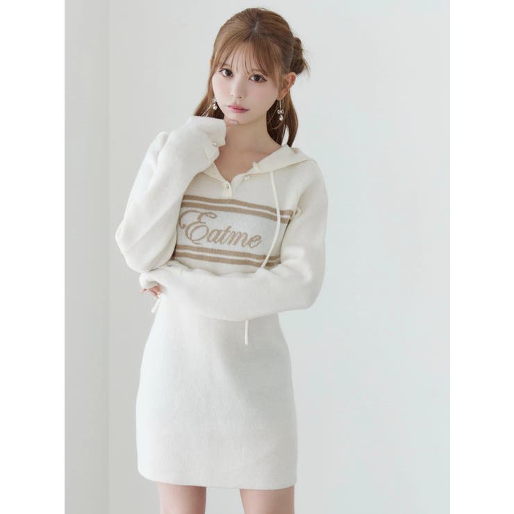 フーディーロゴニットワンピース | EATME | 詳細画像4 