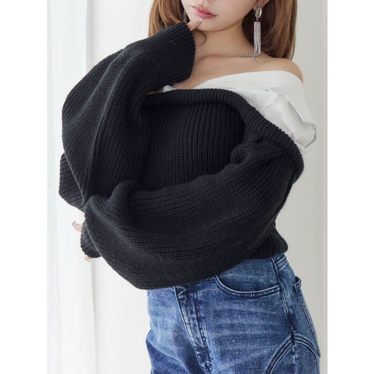 ブラック | ニットドッキングシャツ | EATME