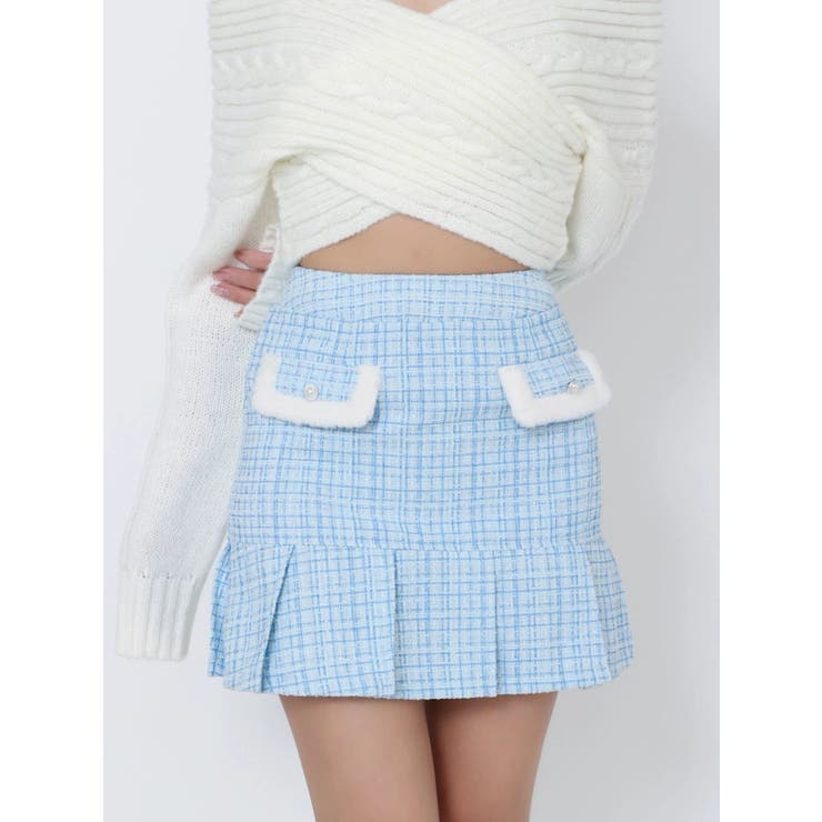 ブルー | ツイードプリーツスカート | EATME