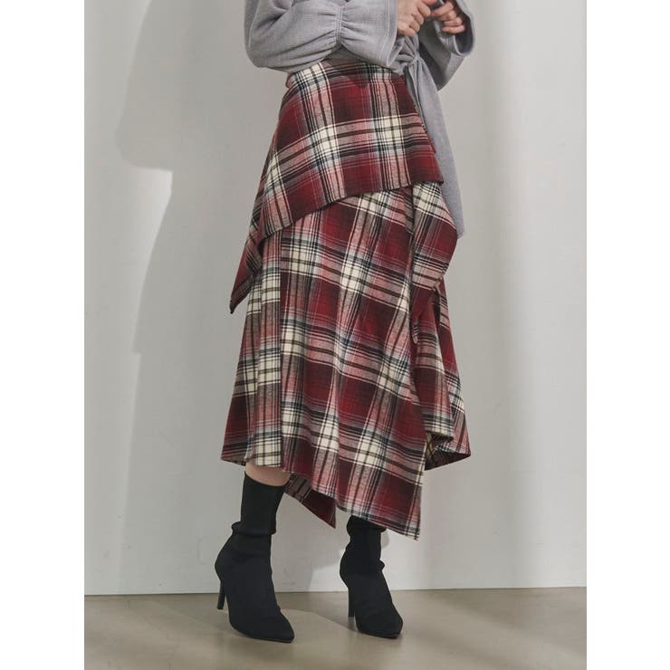 ワイン | チェックドレープスカート | EATME