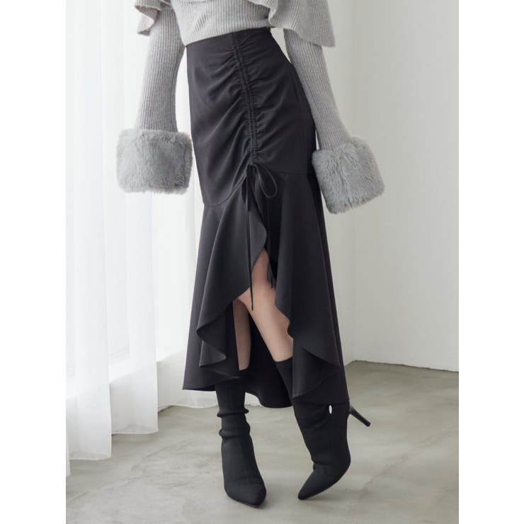 ブラック | サイドギャザーマーメイドスカート | EATME