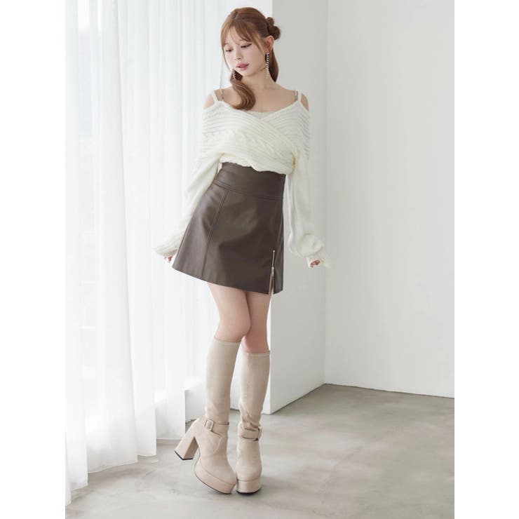 ヘムジップフェイクレザースカート | EATME | 詳細画像7 