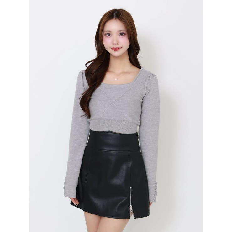 ヘムジップフェイクレザースカート | EATME | 詳細画像8 