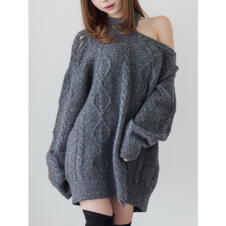 グレー | ダメージワンショルニット | EATME