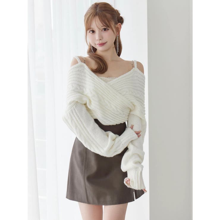 BACKリボンカシュクールニットTOP | EATME | 詳細画像10 