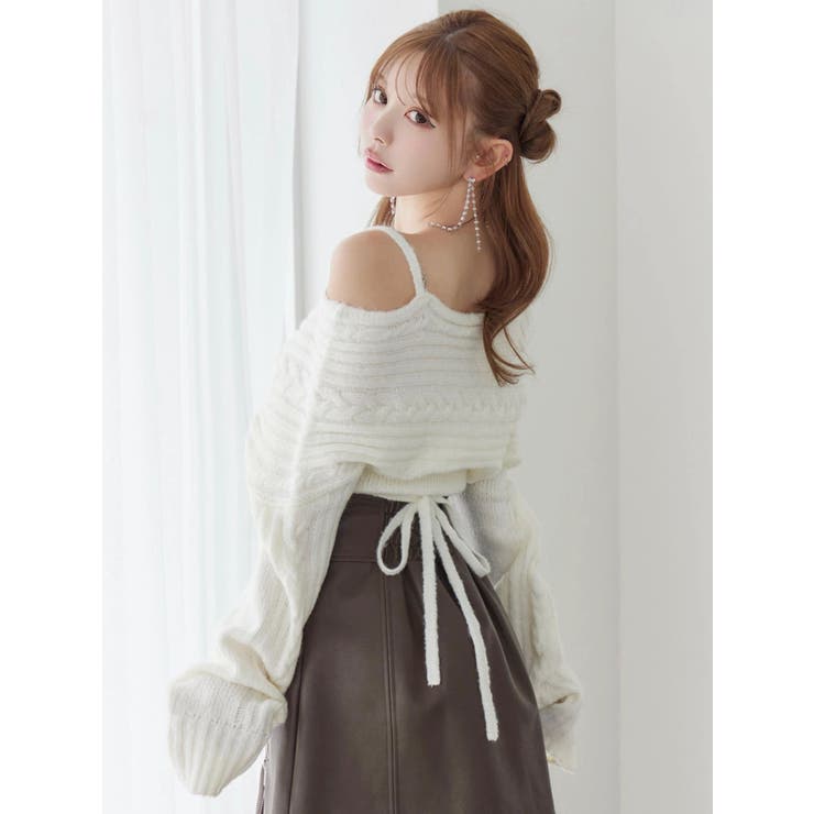 BACKリボンカシュクールニットTOP | EATME | 詳細画像14 