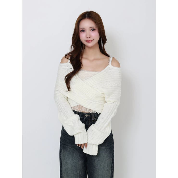 BACKリボンカシュクールニットTOP | EATME | 詳細画像16 